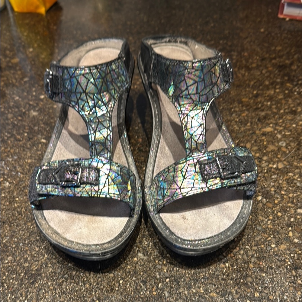 Holographic Strappy Sandals